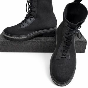 Alexis Bendel Black Combat Boots Lug Sole Comfort Lace-Up Size 6.5